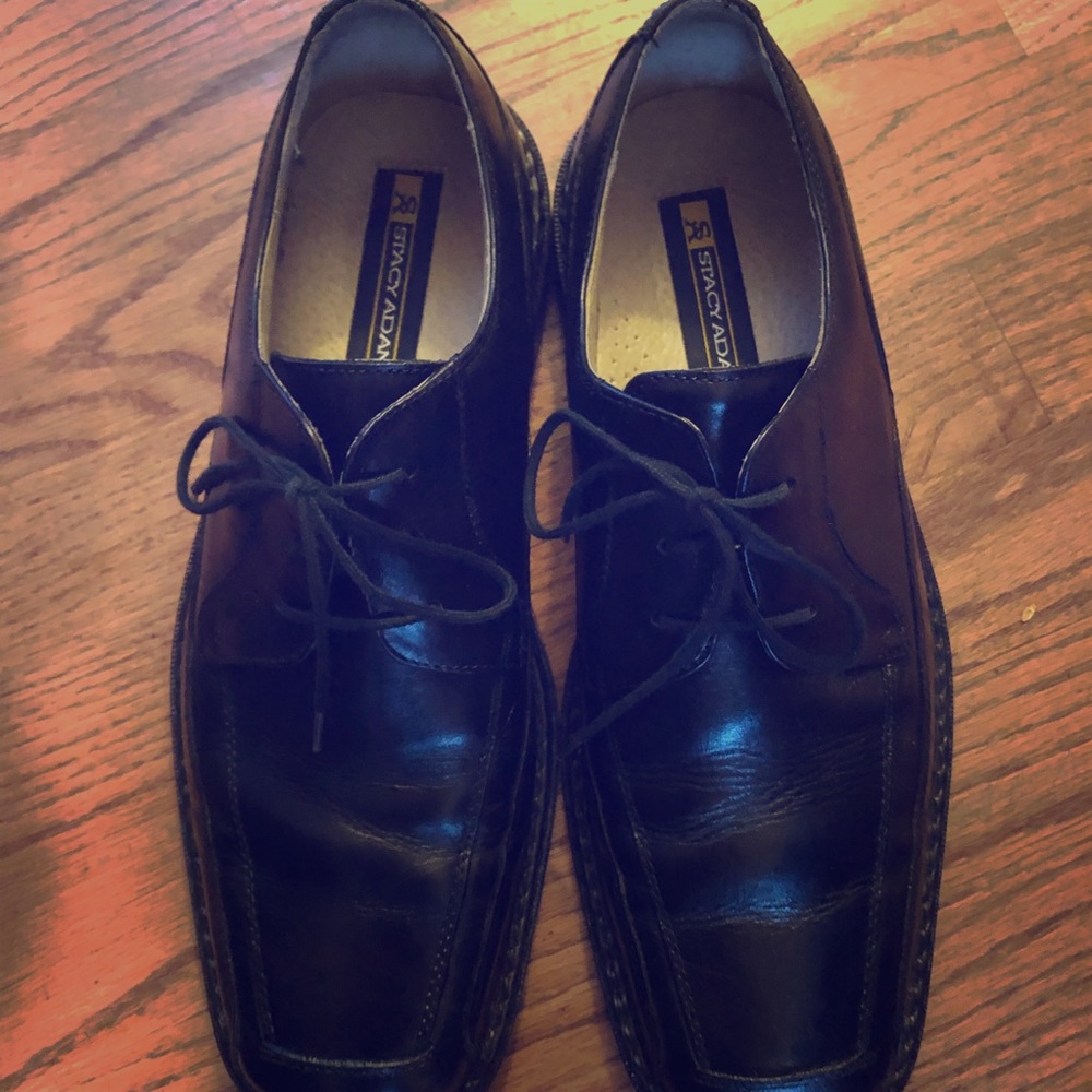 STACY ADAMs Mens Oxfords Black Leather 9 1/2